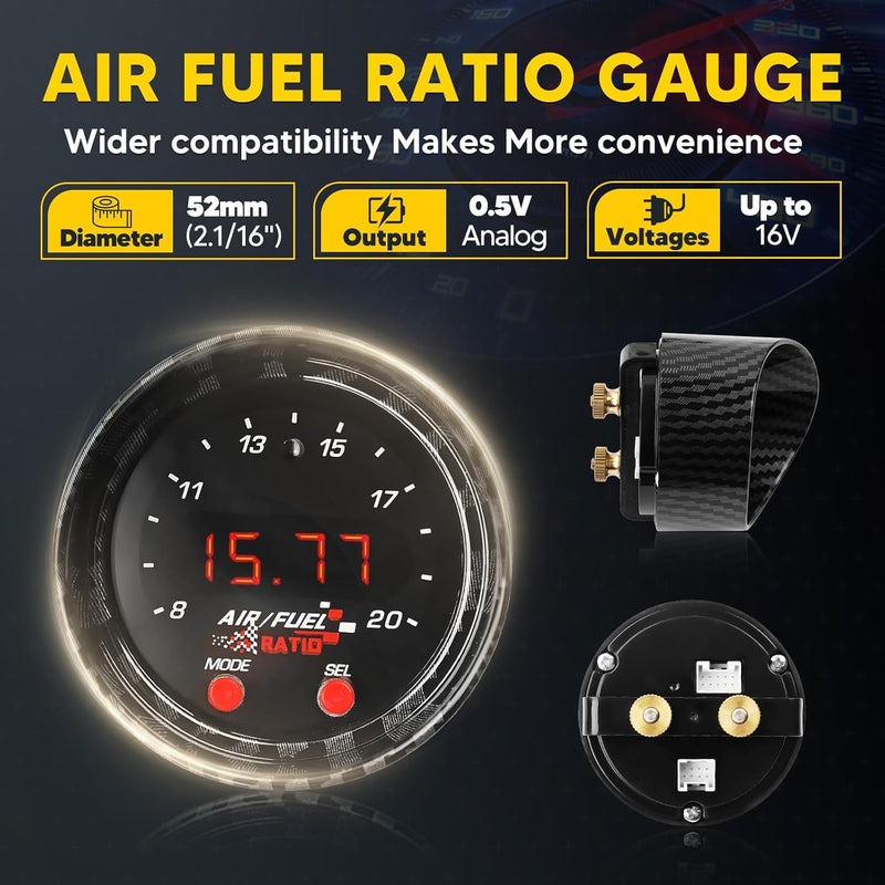 Fexhull 30-0300 Wideband UGEO Air Fuel Ratio AFR 52mm with 4.9 LSU Sensor Controller Gauget kit - Image 2